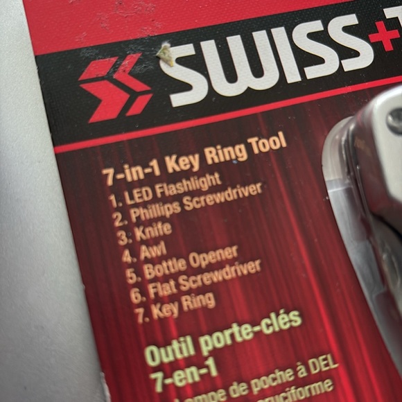 Swiss+Tech ST60300 Silver 7-in-1 Key Ring Multitool with LED Flashlight - Picture 2 of 3